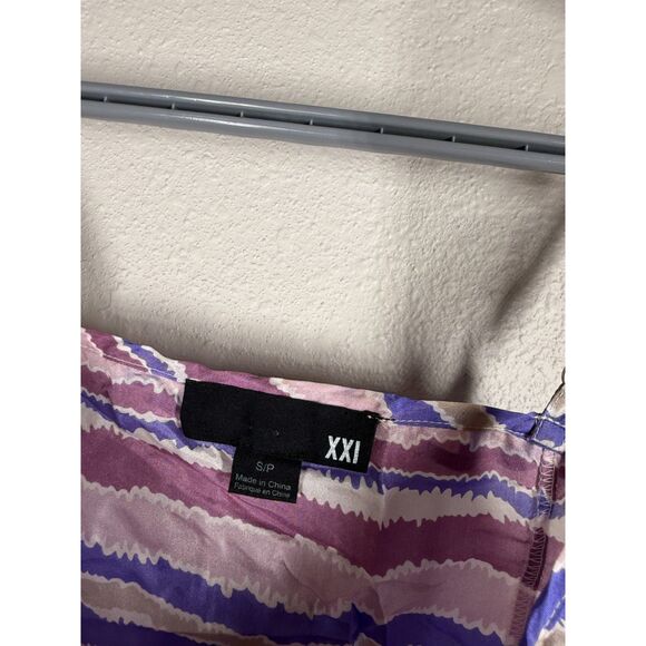 XXI Purple Striped Button Up Tank Top Womens Sz S 100% Silk Lightweight - Picture 4 of 8